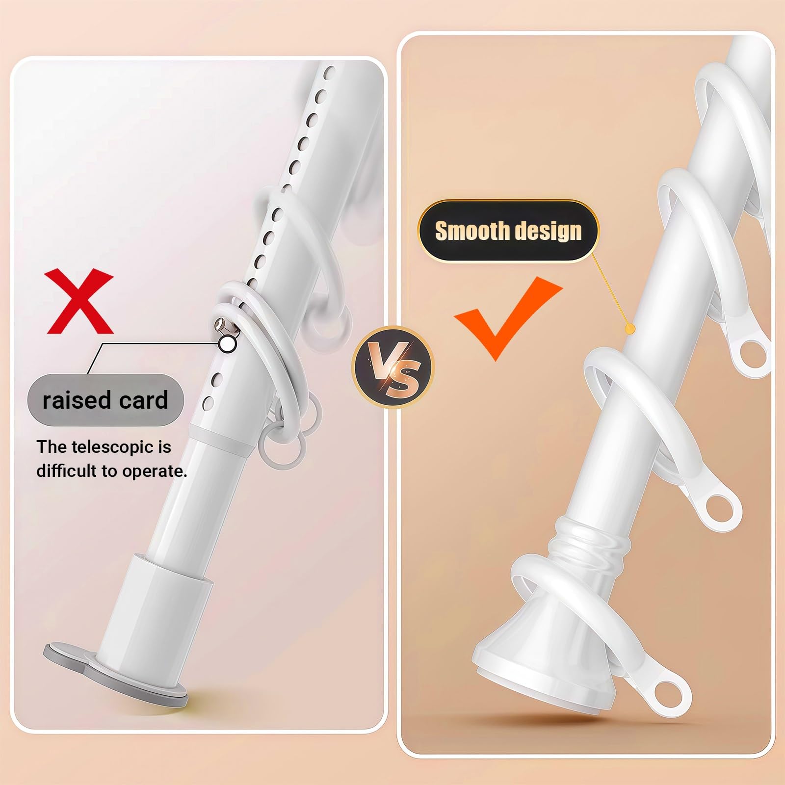 Bastone Tenda a Pressione Senza Forare, Bastone Telescopico Estensibile in Acciaio Inox, 40-500 cm, Ø32 mm, Asta per tenda per Bagno, Guardaroba, Finestra(Argento,260-350cm)
