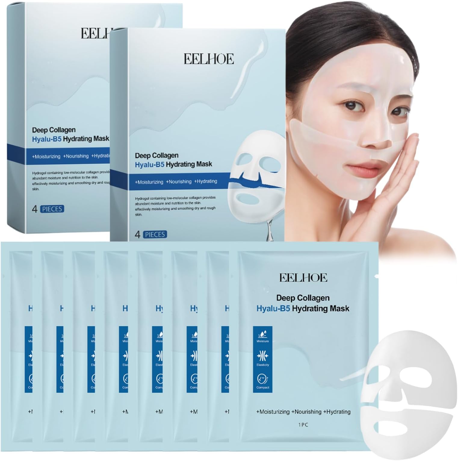 8pcs Deep Collagen Face Mask - Collagen Mask Overnight - Face Mask Skincare - Korean Skin Care Beauty for Women - Anti Wrinkle Hydrating Care