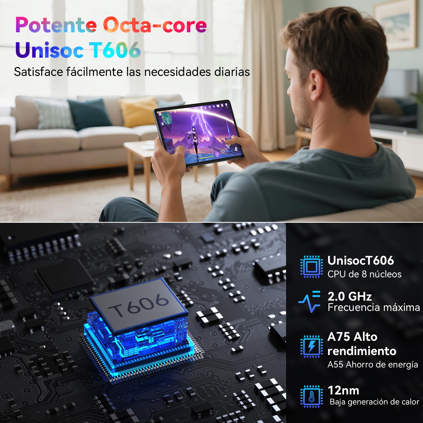 2026 Tablet 10 Pulgadas Android 16, 24GB RAM + 256+2TB TF, Gemini AI, Octa-Core, 5G WiFi 6, Widevine L1, GMS, GPS, BT 5.0, 5000mAh, 5+8MP, 3.5mm Audio, FHD Tablet con Teclado + Ratón + Funda