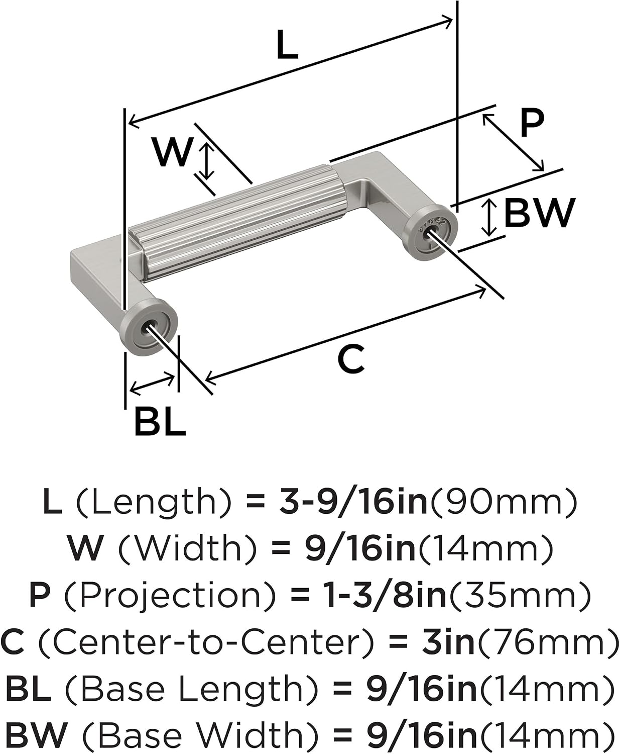 Amerock Ballard 3 inch (76mm) Center-to-Center Satin Nickel Cabinet Pull, BP37642G10