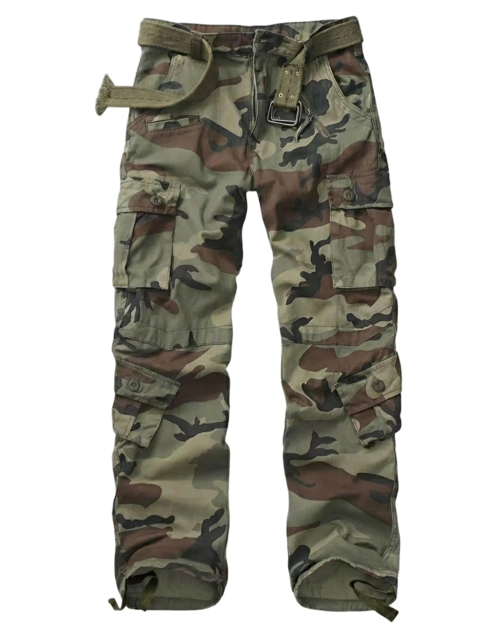 GSGGIG Men's Cargo Pants, Casual Outdoor Camo Pants, Relaxed Fit Work Pants with Multi Pockets