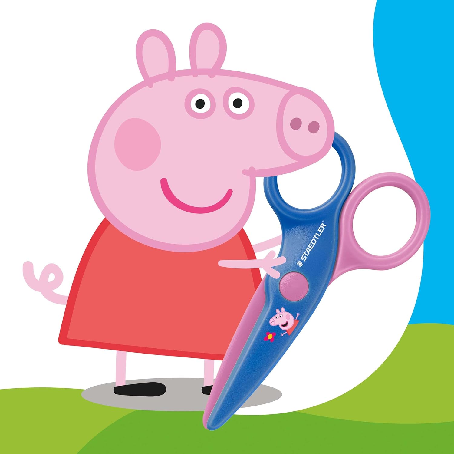 STAEDTLER Noris Junior Peppa Pig Set of 4 Finger Paints Set and Children's Scissors with Rounded Tips for First Craft Exercises
