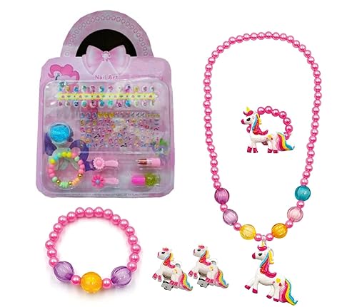 Aashiya Trades Unicorn Necklace + Nail art set for girls -Birthday gift