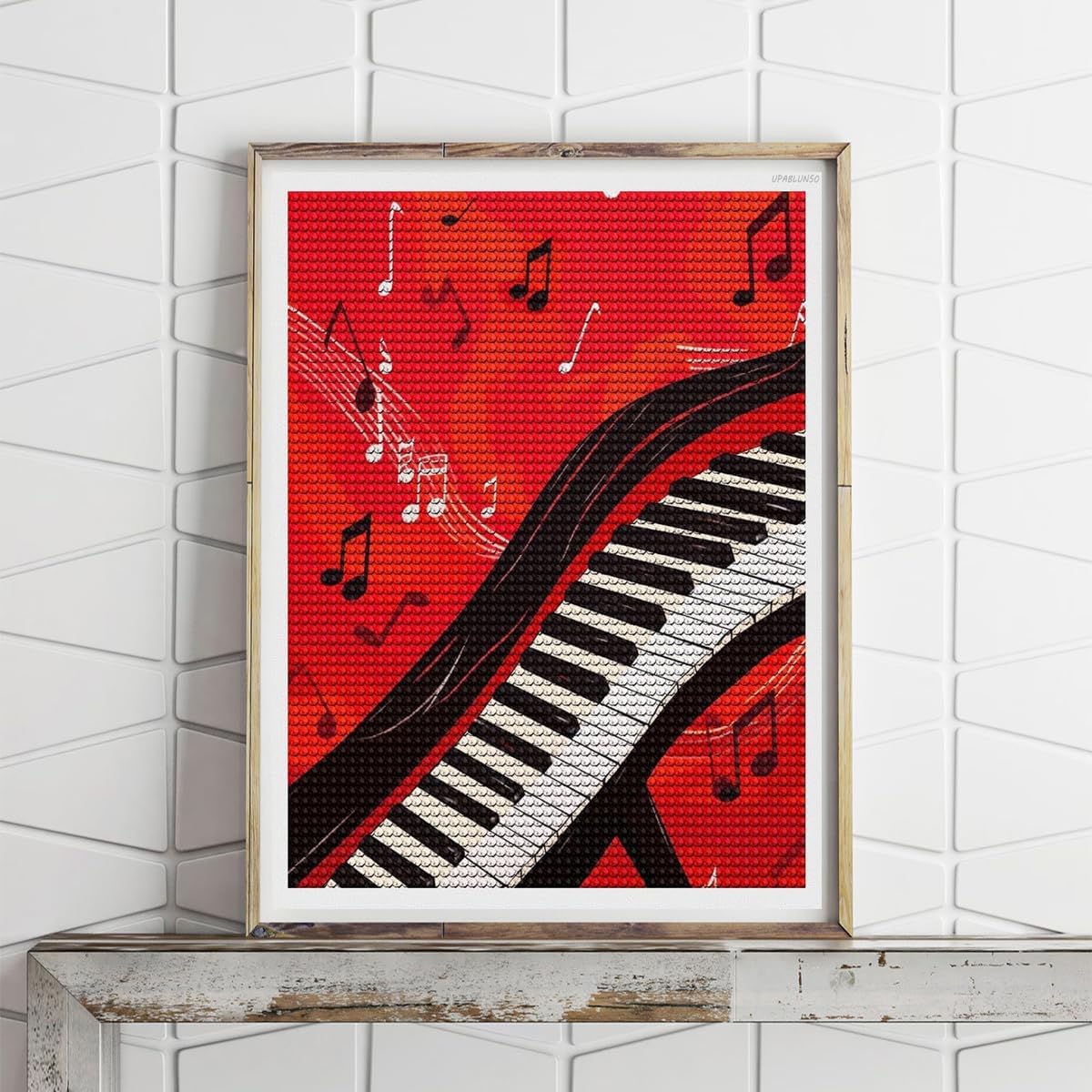 UPABLUNSO Piano Keyboard Music Note Diamond Painting Art Kits for Adults, 12x16 inch, Modern Style, All Seasons, Music Theme, Red