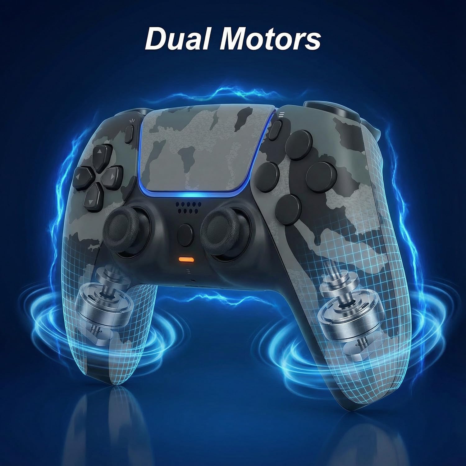 Autker Wireless Controller for PS5 with1500mAh Battery, Dual Vibration, 3.5mm Audio Jack, Speaker, 6-Axis Motion Gamepad Compatible with PS5 Slim/PS5 Pro/PC (Camouflage Gray) - Image 3