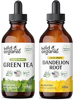 Wild & Organic Green Tea Tincture 4 fl oz & Dandelion Root Tincture 4 fl oz