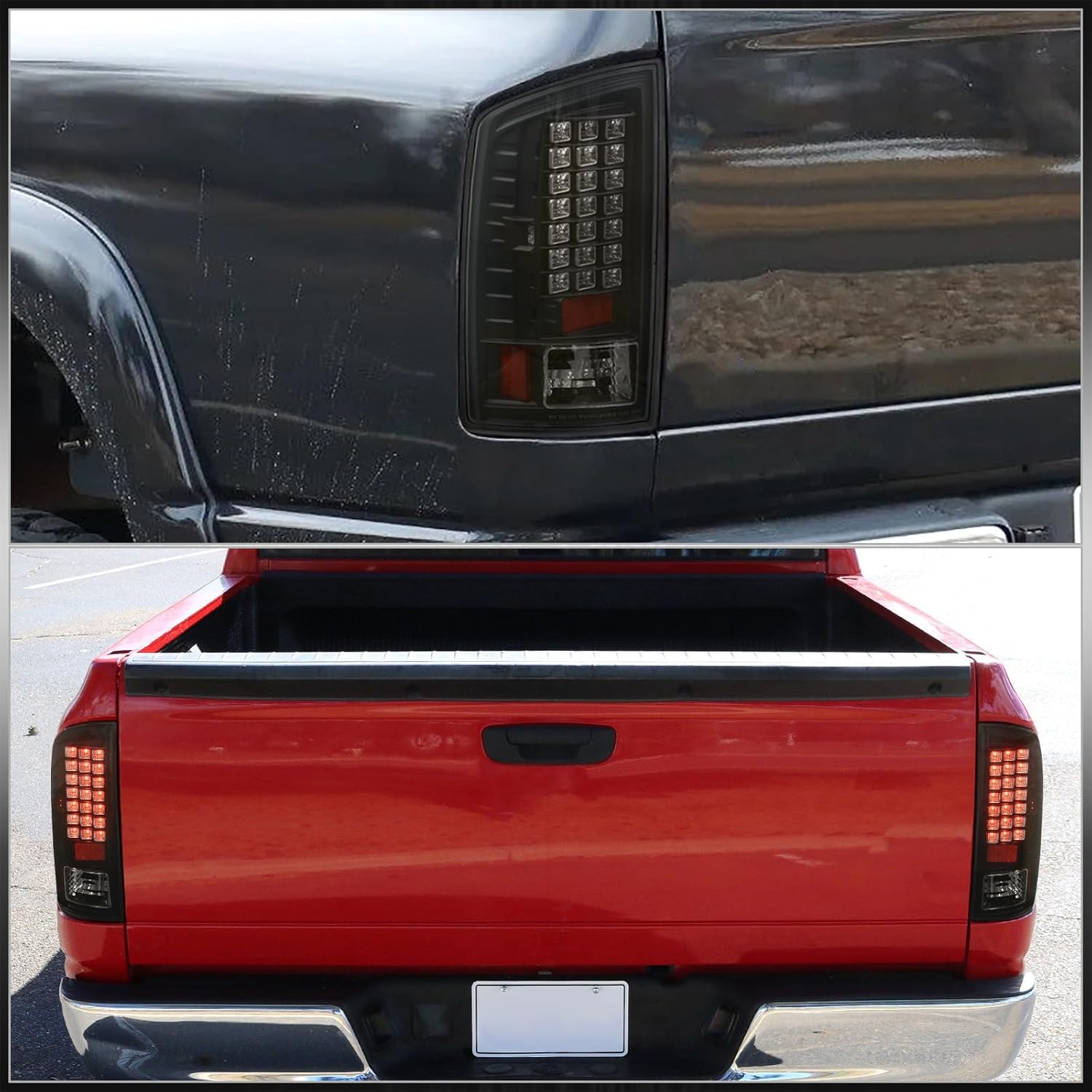 AJP Distributors Rear Bumper LED Style Tail Lights Brake Stop Signal Driving Lamps Assembly Set LH RH Pair Left+Right Compatible/Replacement For Ram 1500 2500 3500 Pickup Truck 2007 2008 2009 07 08 09