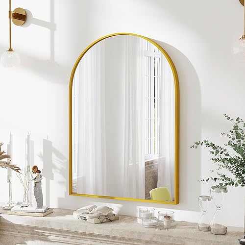 Miniatura 8 de Espejo de Arco Rectangular de 30x20 Montado en Pared para Colgar o Contra la Pared Marco de Aleación de Aluminio Metálico Espejos para Entrada