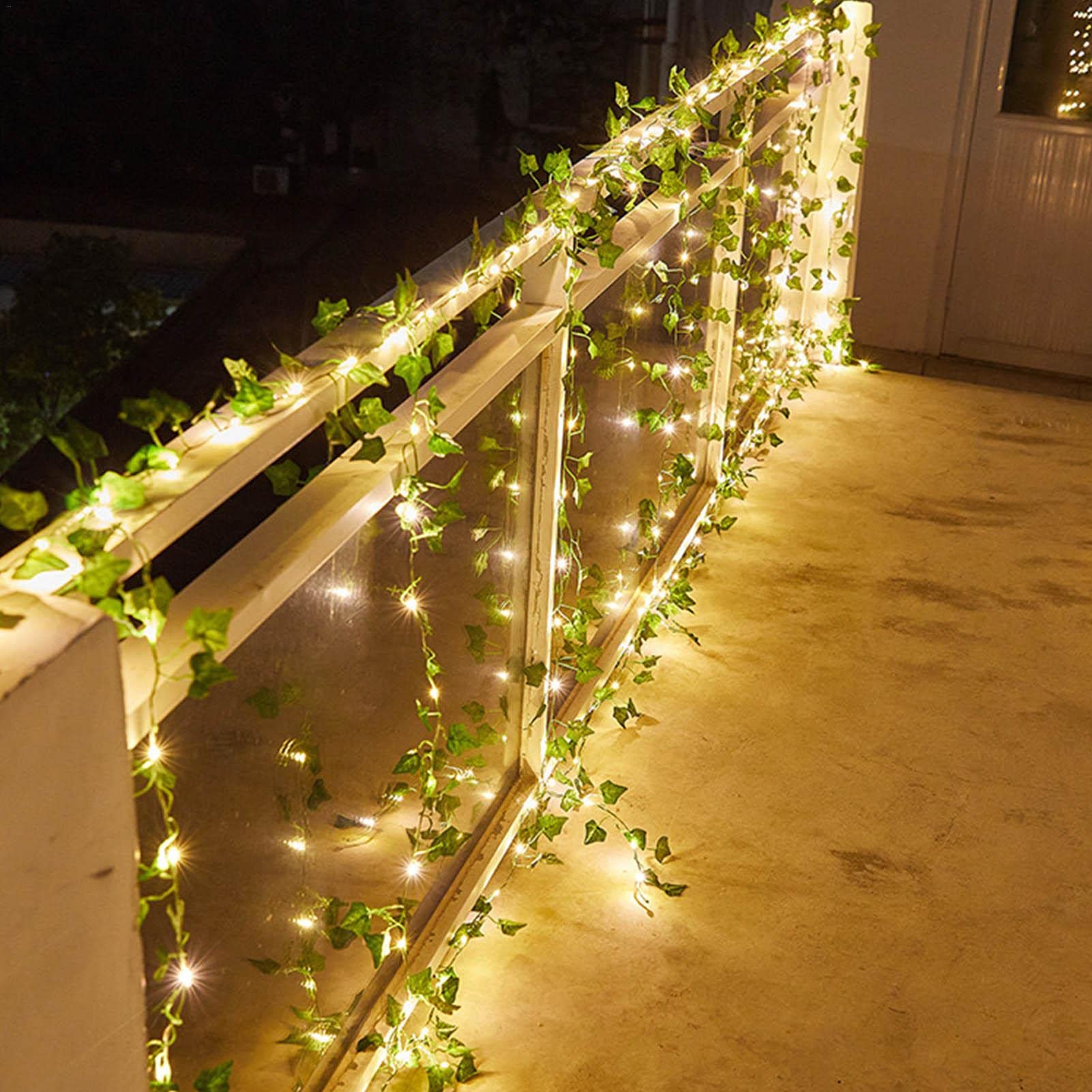 Amazon.co.jp: LEDストリングライト付き人工ツタの葉植物,LED