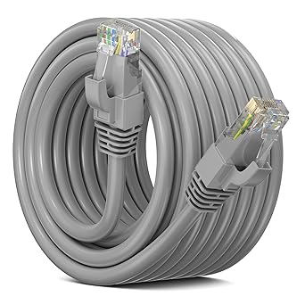 Maximm Cat 6 Ethernet Cable - 30 ft High-Speed LAN, Internet, Patch, and Network Cable - UTP, 10Gbps, 550MHz Ethernet Cord - Gray