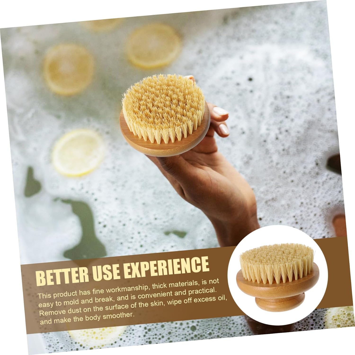 Cabilock Bath Brush Body Scrubber Round Natural Fiber Exfoliating Shower Brush for Skin Care and Massage Bathing Accessories