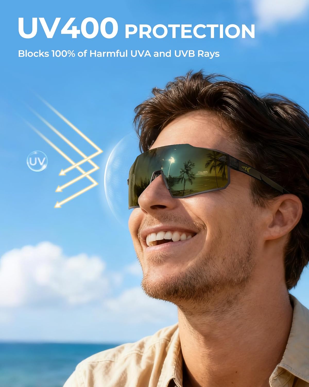 KastKing Etowah Polarized Sports Fishing Sunglasses, With PuriVex Protective Lens Coating, Rimless Wrap Design, Men Women