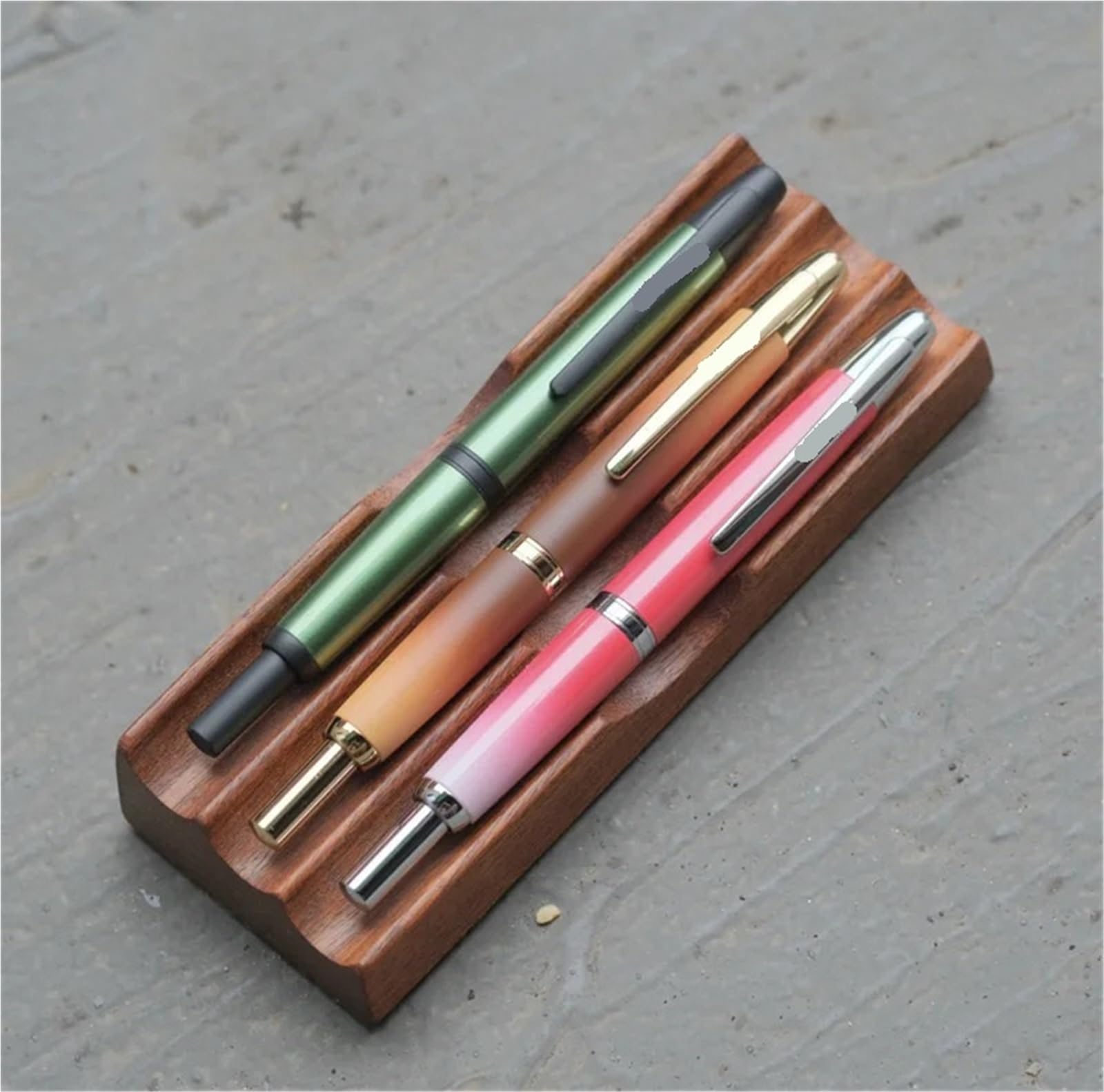 Étagère for stylos plume, support de stylo à trois canaux, présentoir de table en bois d'acajou à trois canaux