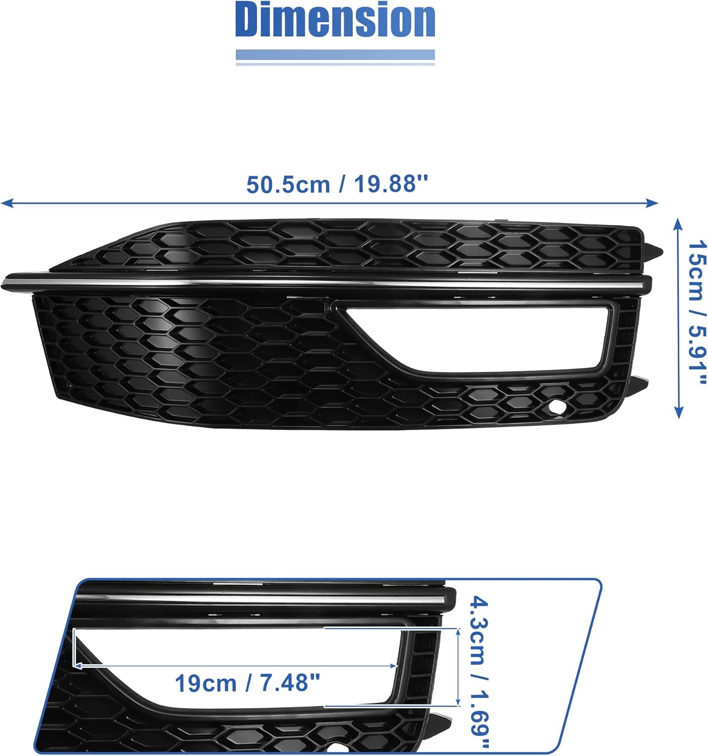 X AUTOHAUX Front Right Fog Light Grille Bumper Grill Cover for Audi A4 S4 S-line 2013-2015 8K0807682M