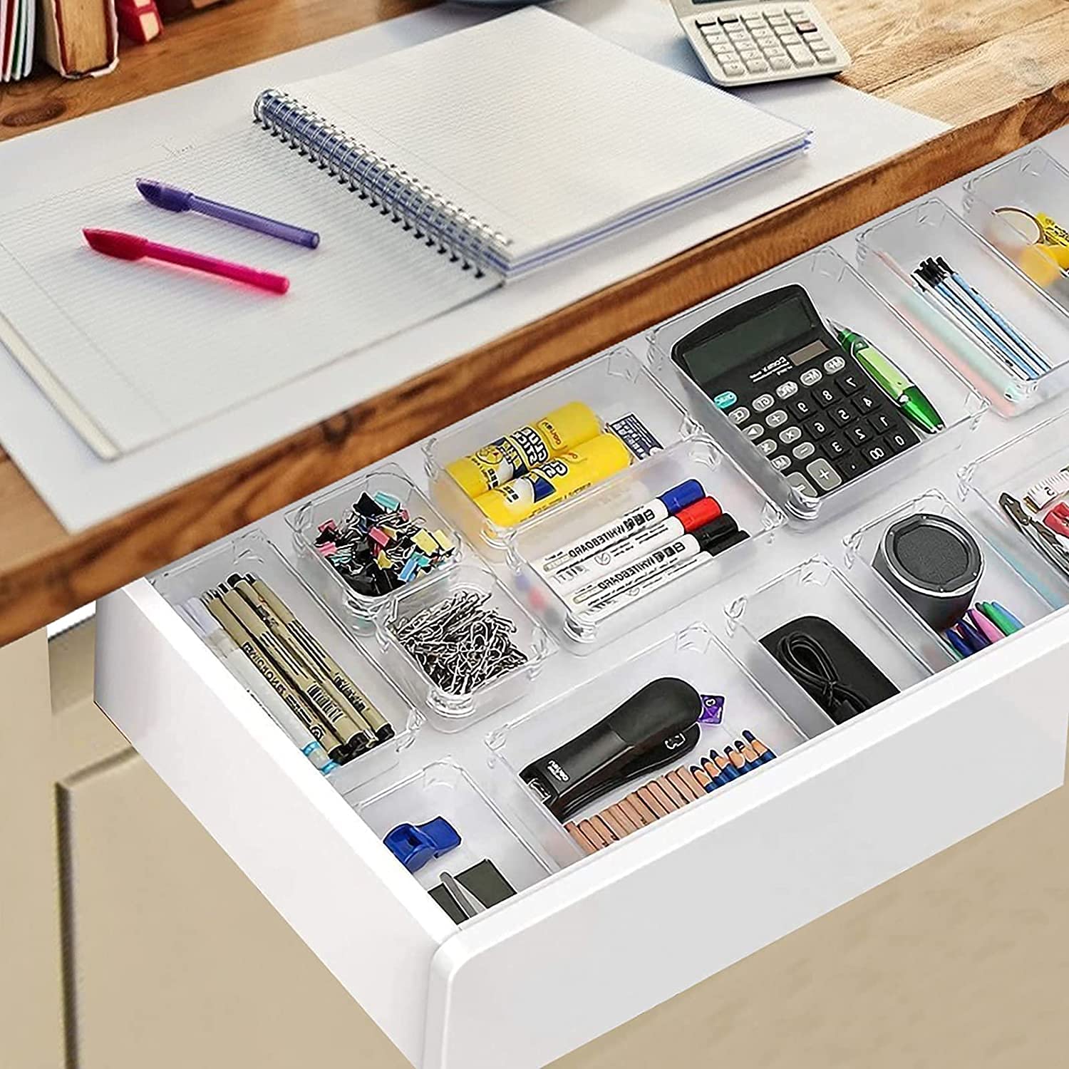 Organizzatore Cassetti Yosemy 16 Pezzi | Trasparente Con Gommini Antiscivolo | Per Ufficio, Cucina, Cosmetici - Foto 7