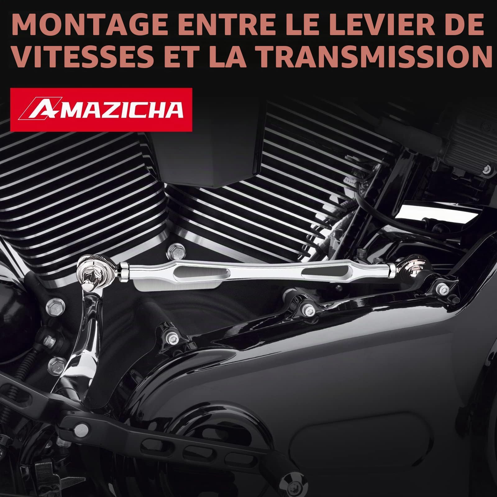 Amazicha Liaison de changement de vitesse chromée compatible avec Harley Davidson Softail Dyna Touring Road King Electra Street Glide Tri Glide 1986-2021