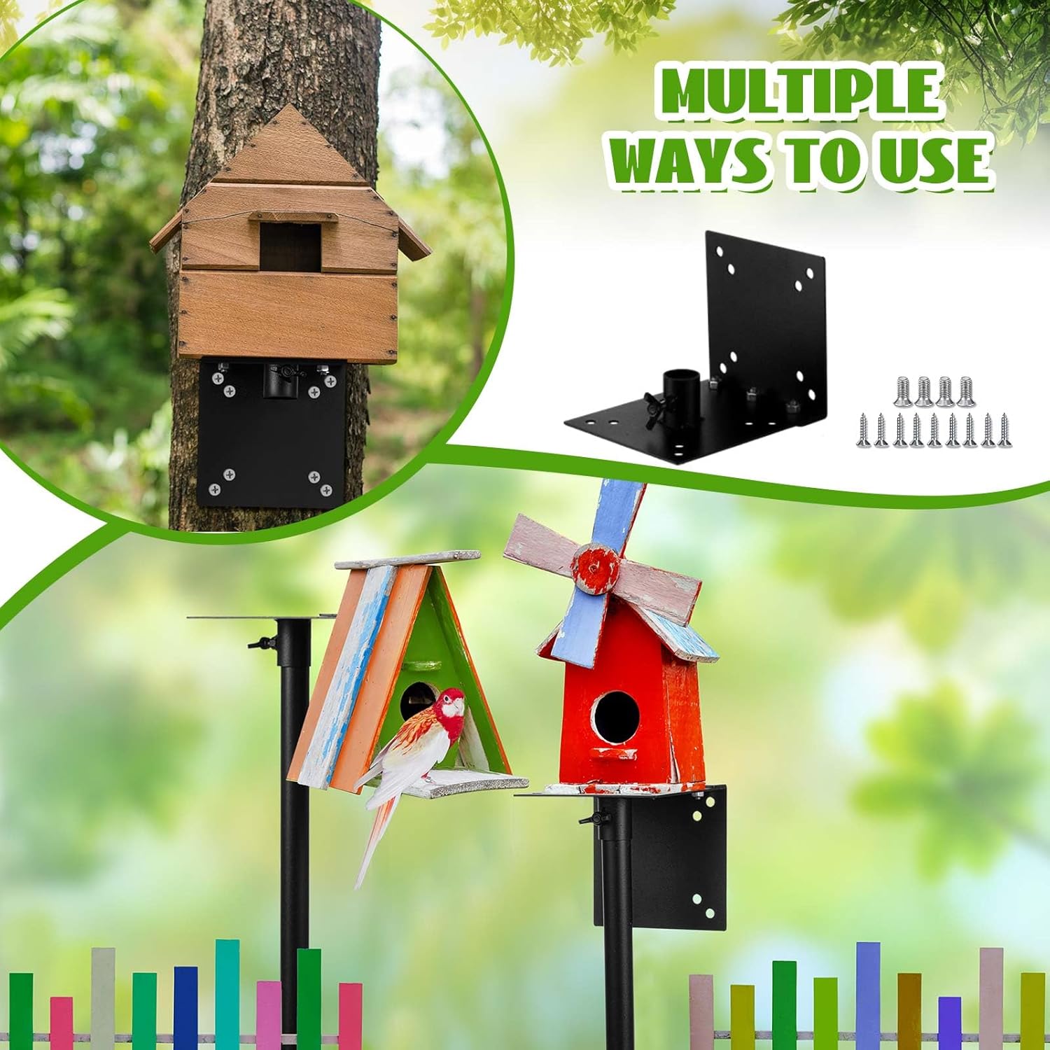 Juexica 2 Set Bird House Poles for Outdoors, 108 Inch/9ft Birdhouse Stands 5 Base Prongs Heavy Duty Adjustable Universal Mounting Pole for Bluebird Hummingbird Wild Birds(Bird House is Not Included)