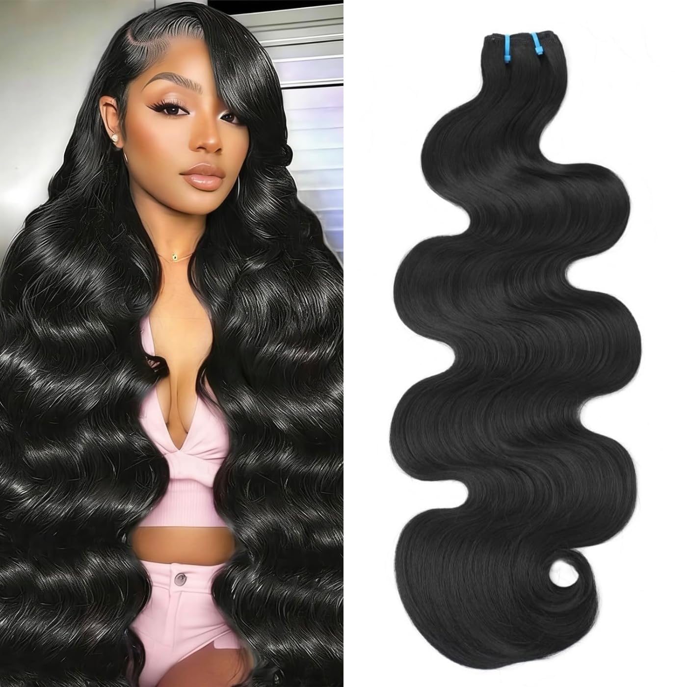 View 1 of 18A Raw Human Hair Bundles Body Wave 20 Inch, 100% Real Bundle Human Hair 1 Bundles, Triple Lifespan Virgin Remy hair Natural Color (20 Inch)