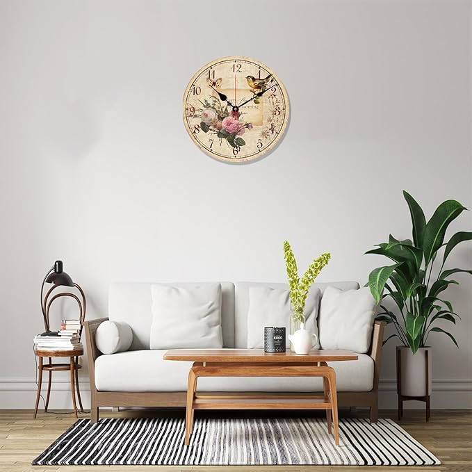 Reloj de Pared Silencioso 12 Pulgadas - Madera Redondo Decoración Hogar miniatura 2