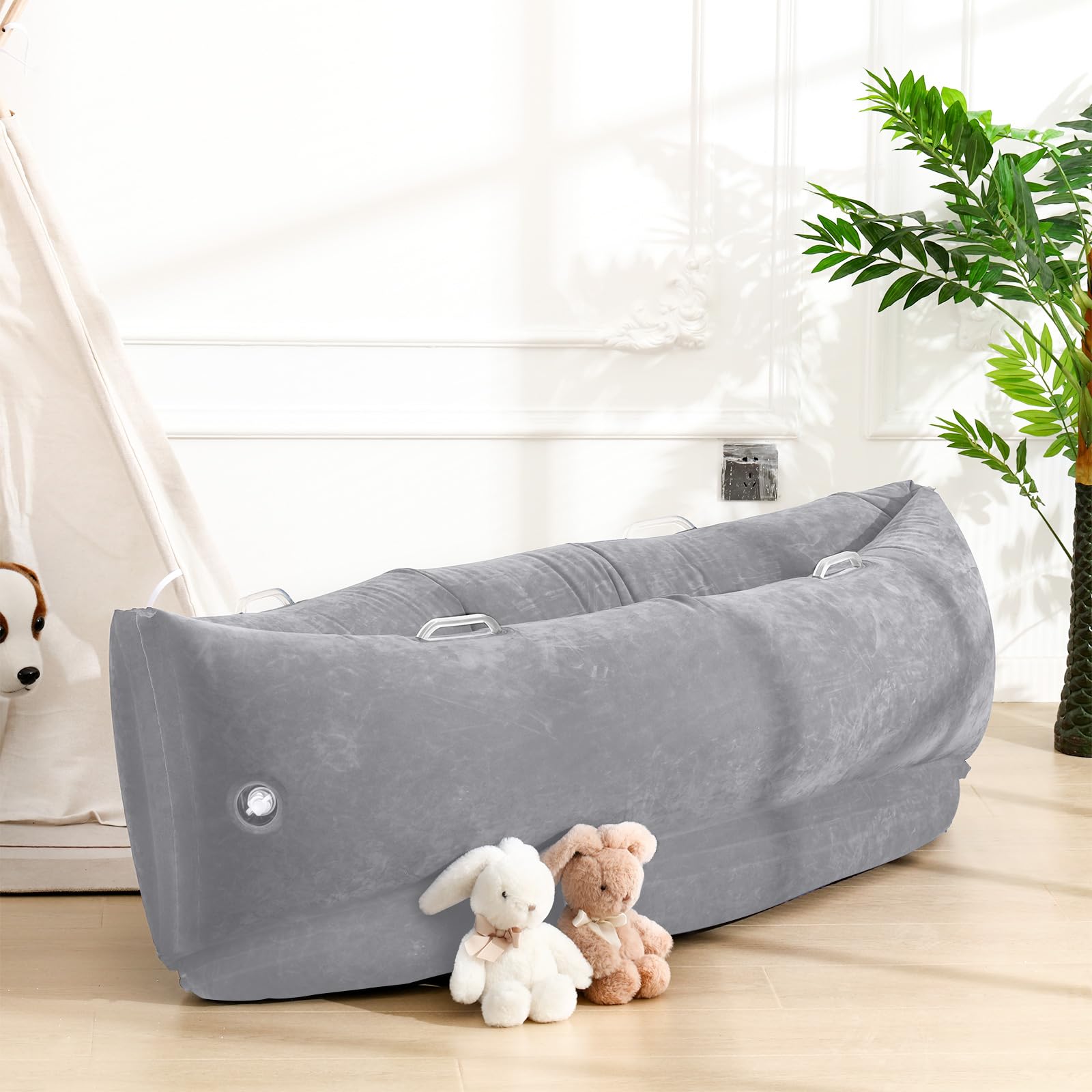 Namalu Extra großer 203,2 cm / 152,4 cm bequemer Peapod sensorischer Stuhl für Kinder, Geschenk zum Lesen, Ecken, aufblasbares Klassenzimmermöbel, sensorisches Spielzeug für Kinder mit Autismus (grau