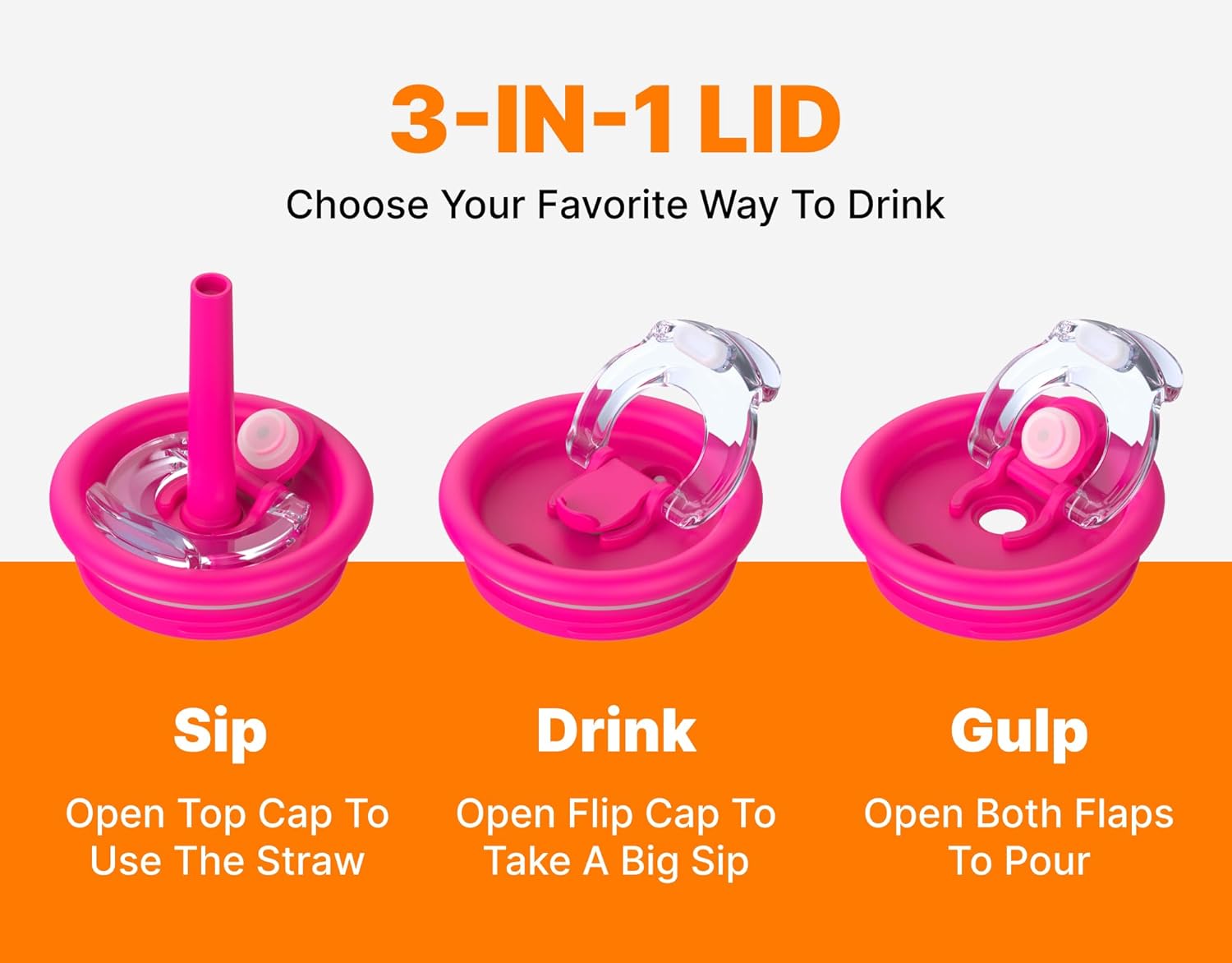 VINUR Kids Tumbler with Handle -14 oz Stainless Steel Vacuum Insulated Leak Proof Travel Tumbler with 2-in-1 Straw Lid-Gifts for Girls, Purple Pink - Image 6