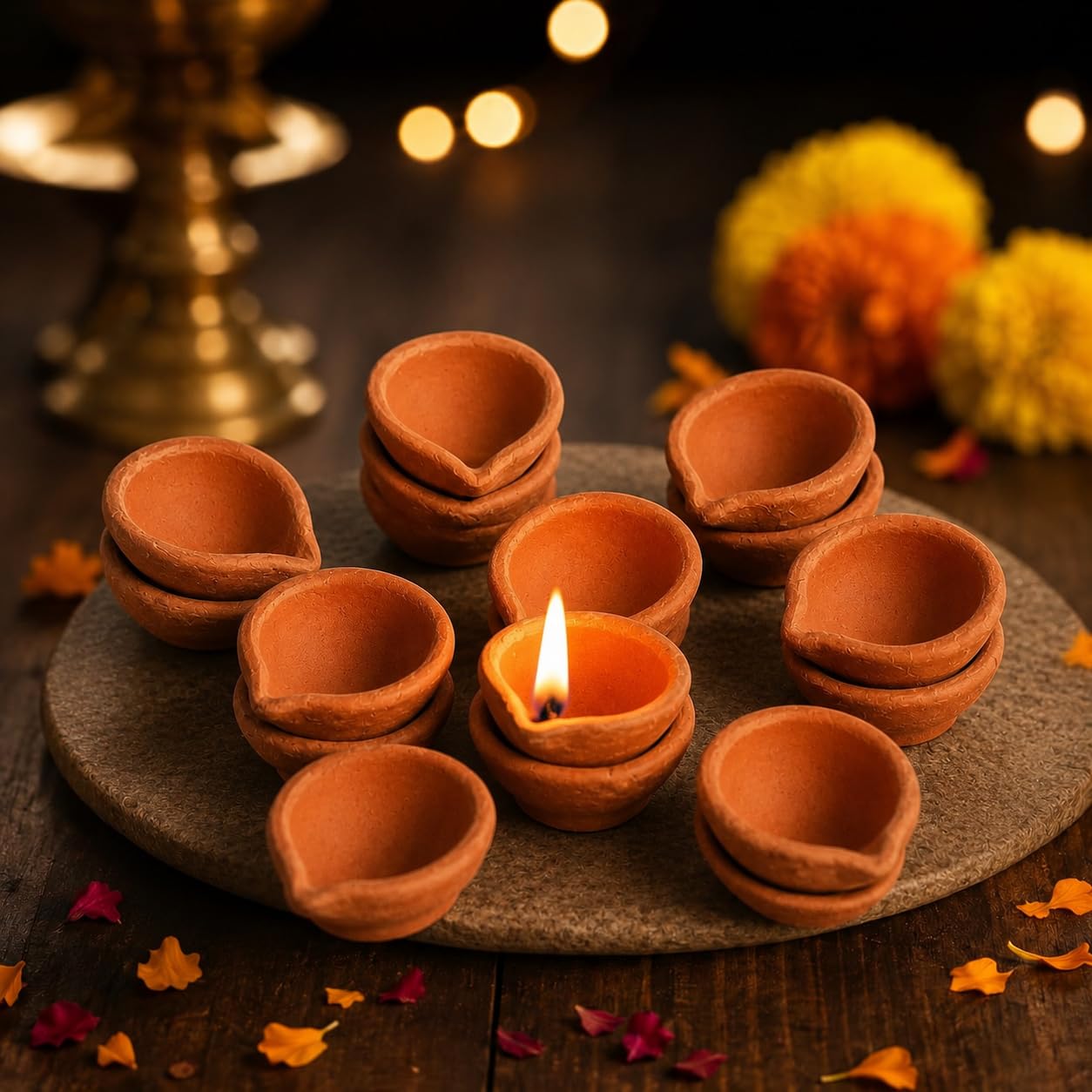 Pure Source India Natural Clay Traditional Diwali Ke Diye | Earthen Clay Diya | Mitti Ka Diva | Diyas for Pooja (Set of 21 Pieces)-picture-27