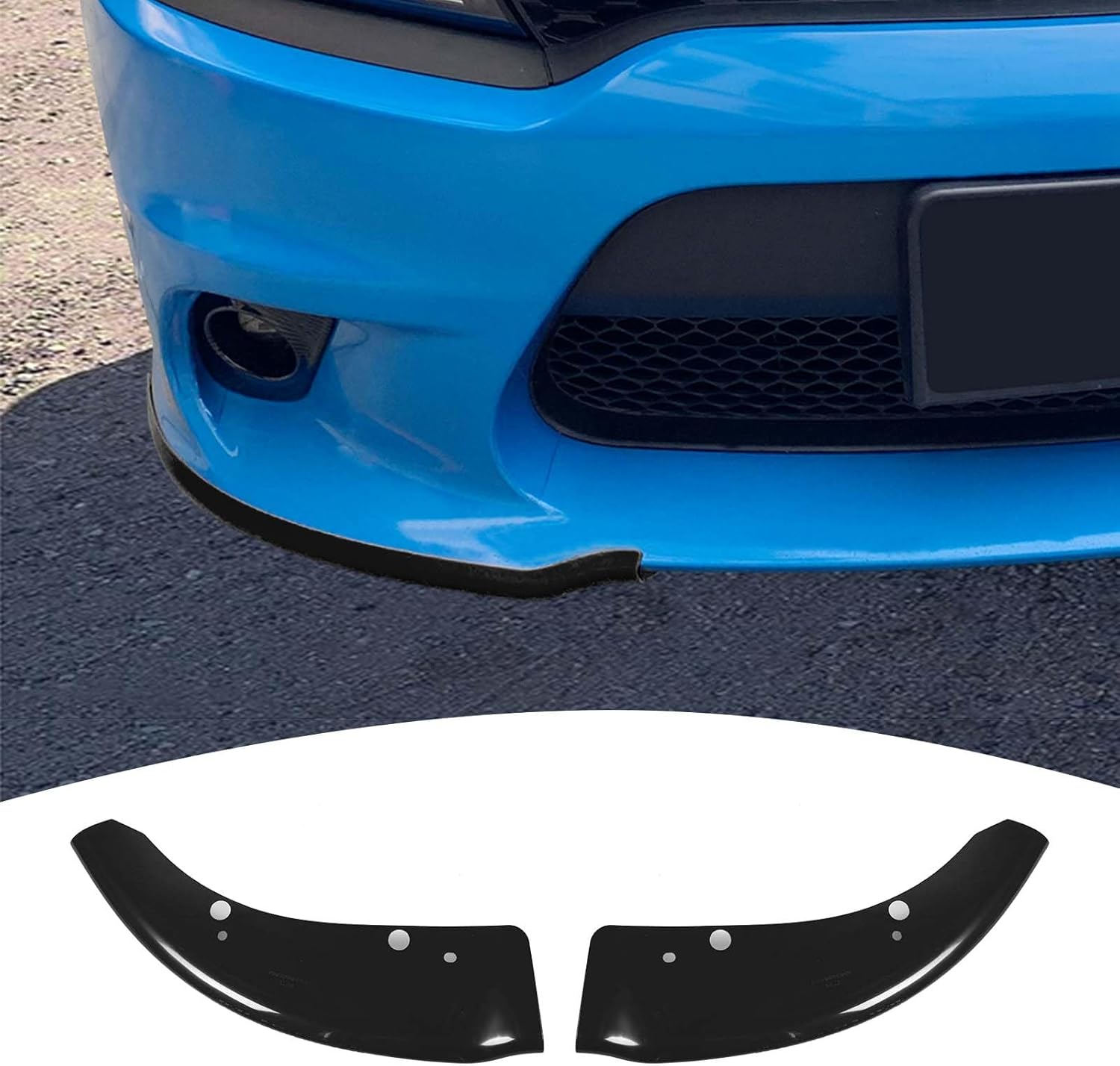 for Charger Front Bumper Lip Splitter Protector Cover Trim for 2015-2023 Dodge Charger Black Exterior Accessories 2pcs, Not for SXT/Widebody