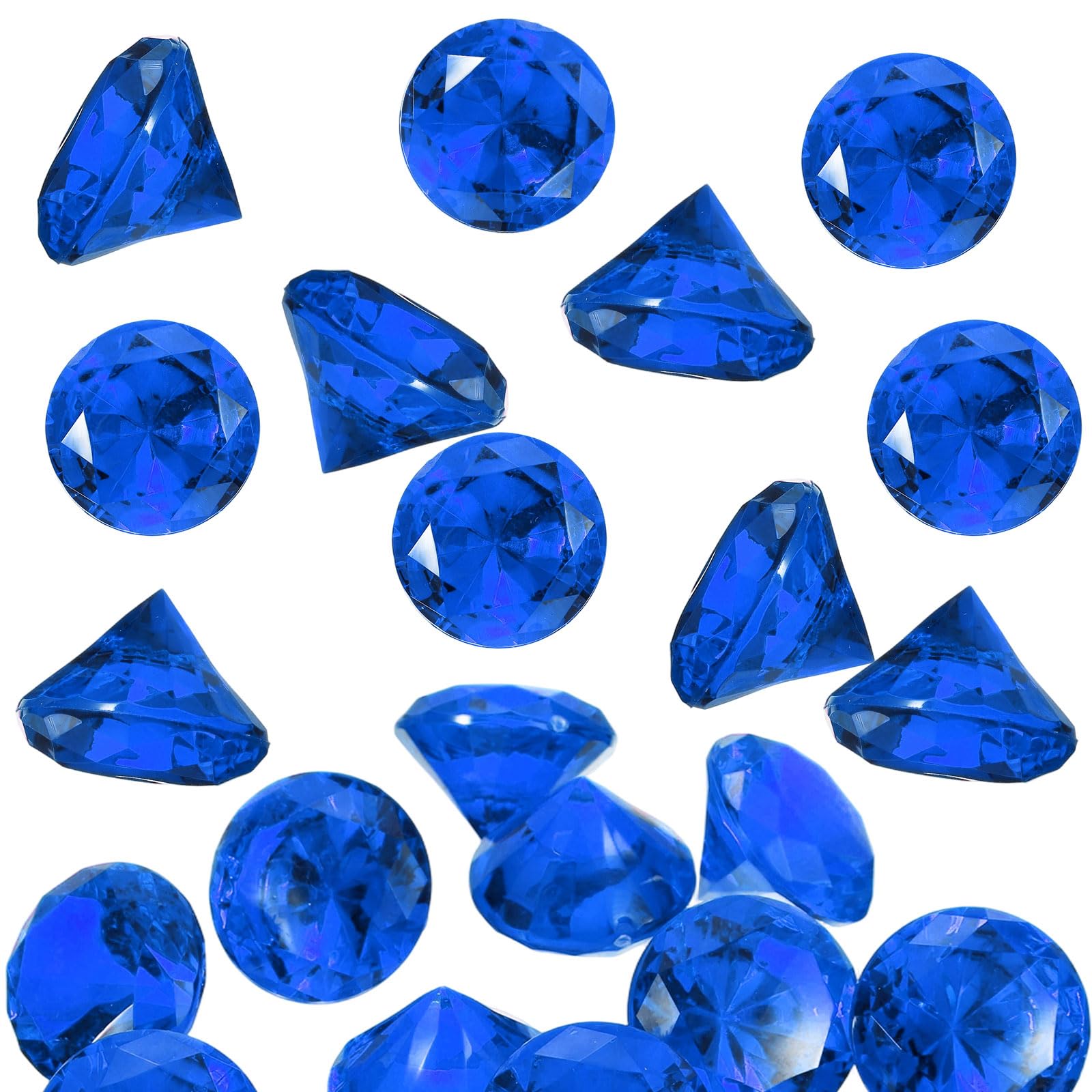 M METERXITY 13-Pack Acrylic Diamond Fake Gems, 40mm Acrylic Diamond Shaped Gemstones Clear Fake Jewels Bulk for Home/Vase Fillers/Wedding Table/Party Decoration [Deep Blue]