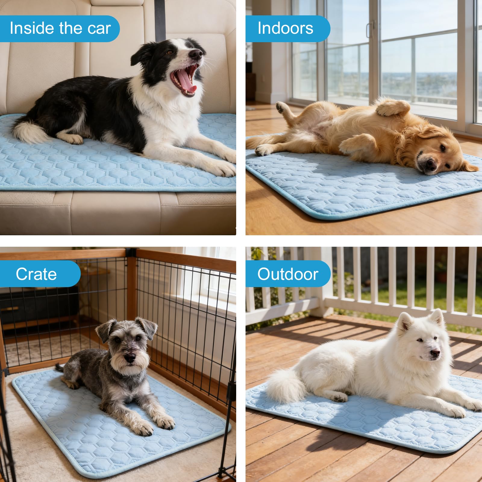 Tapis de refroidissement pour chien et chat - Tapis rafraîchissant d'été pour chien et chat - Lavable, portable et non toxique - Tissu high-tech pour cages, lits, voitures (73,7 x 45,7 cm