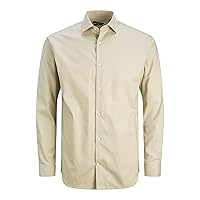 JACK & JONES Maglietta da Uomo Jprblaparker L/S Noos, Beige/Puro Cashmere