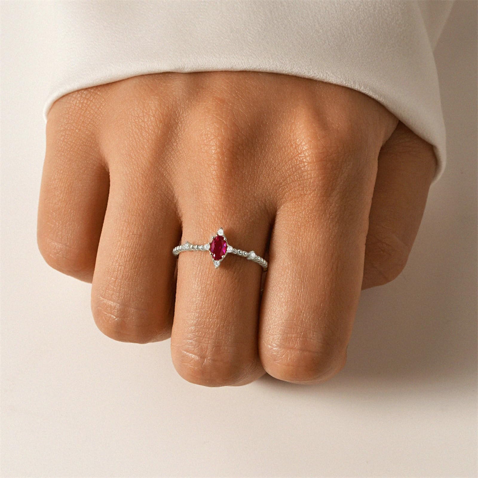Pierścionek damski z białego złota 18 K, 750, regulowany, otwarty design, 0,25 ct, turmalin i moissanit pierścionki partnerskie, białe złoto