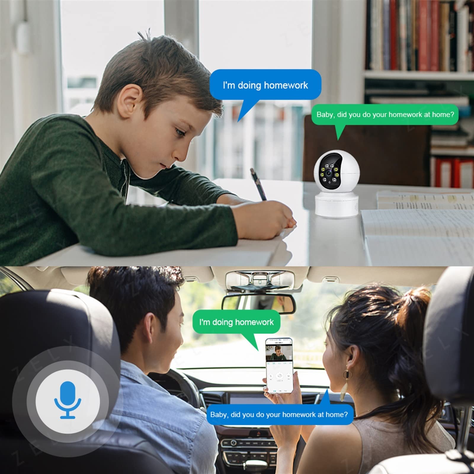 Kamera do niani elektronicznej z Wi-Fi 1080P Nadzór wideo IP Kamera CCTV System bezpieczeństwa Kolorowy noktowizor Oglądanie 360° Dwukierunkowy dźwięk Łatwa instalacja(1080P Camera)