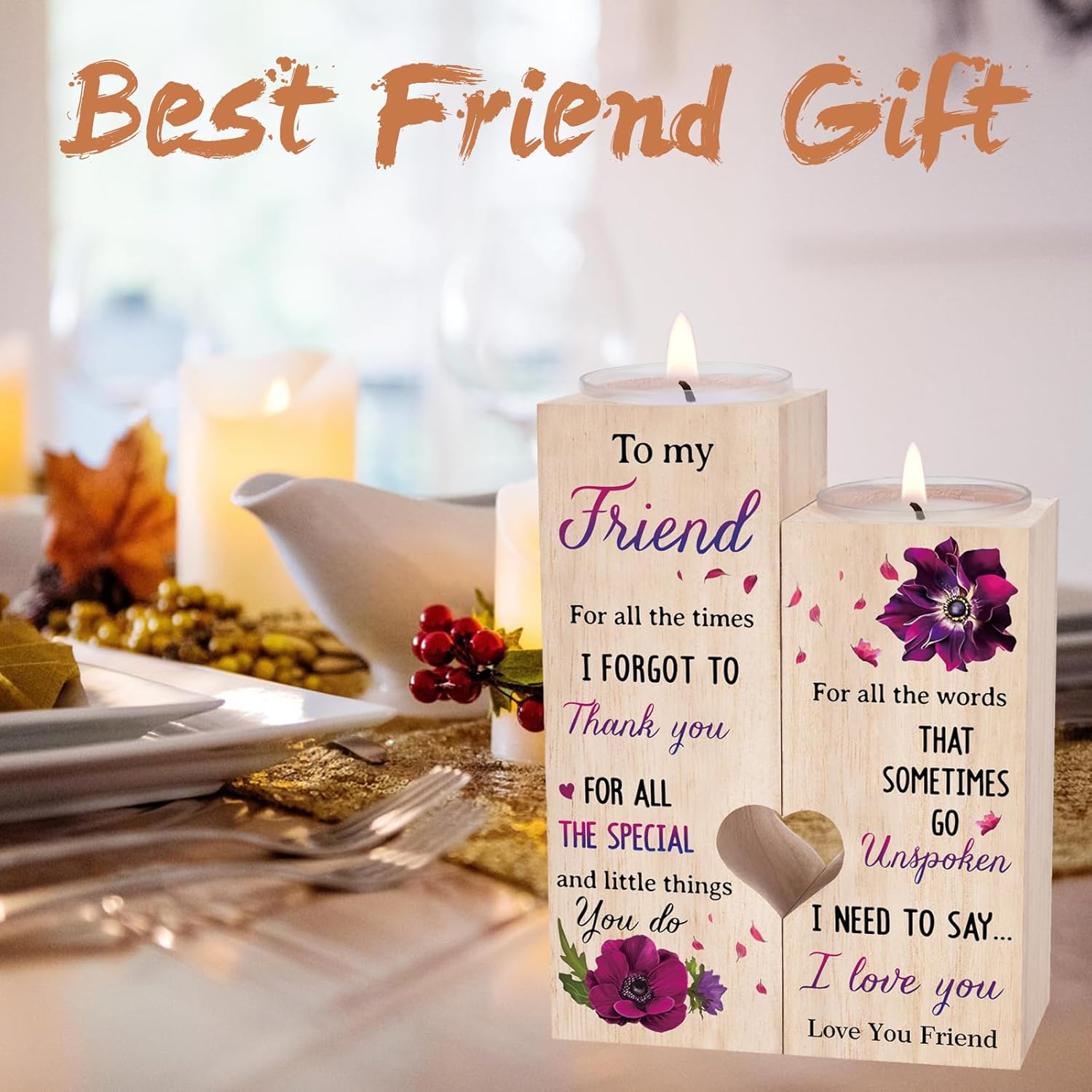 Friend for Women, Friendship Gifts for Women, Best Friend Birthday Gifts, Friend Candle Holders, Heartfelt Home Decor Gift - Image 3