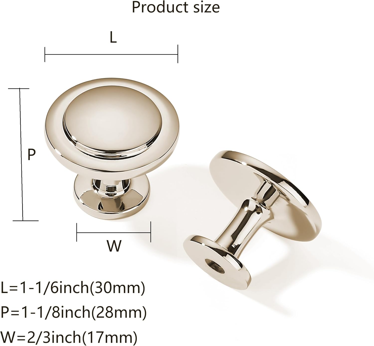 khtumeware 10 Pack 1-1/4 inch(32mm) Polished Nickel Cabinet Knobs Dresser Knobs Round Drawer Knobs Kitchen Cabinet Hardware Zinc Knobs for Dresser Drawers.