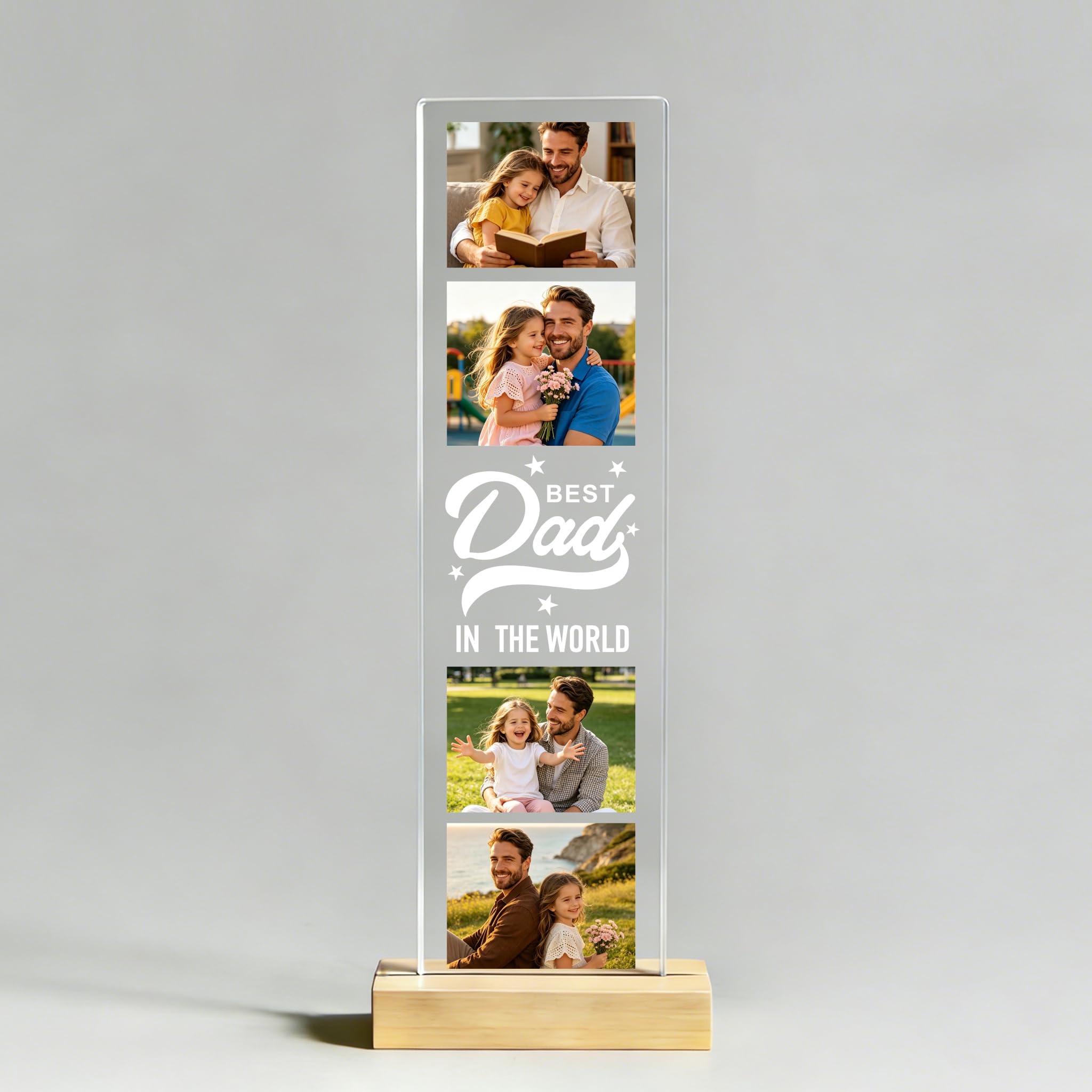 EDSG Personalised Fathers Day Dad Gifts from Daughter Son, Custom Photo Frame Acrylic Plaque, Personalised Picture Frames Photo Gifts for Men, Dad, Husband, Boyfriend, Birthday, Christmas (Design 1)
