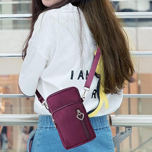 Miniatura 7 de Bolso cruzado de nailon para mujer para viaje, bolso de hombro para teléfono celular con pulsera, brazalete deportivo, cartera para teléfono