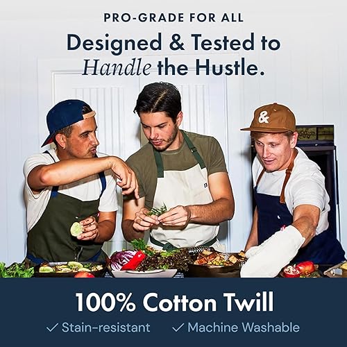 Miniatura 3 de hedley & bennett Delantal Essential  Delantal de chef ajustable con 3 bolsillos y toallero  6535 sarga de polialgodón  Top Chef