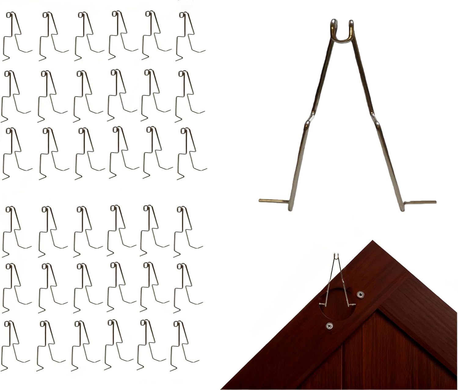 Upgrade 36 Pack Heavy-Duty Cabinet Door Painting Hangers, 6" Long Stainless Steel Paint Drying Rack Hooks with High-Tension Grip, Anti-Drop & Anti-Twist No-Drill Brackets for Pro Woodworking