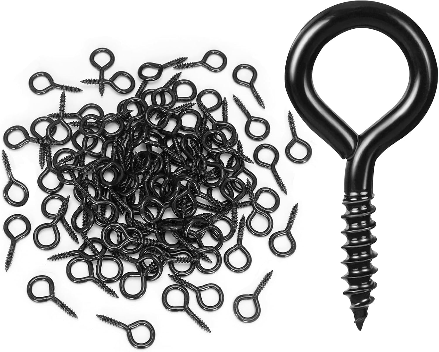 5 Inch Heavy Duty Black Screw Eyes Hooks - 5Pcs Self Tapping Eyelet Screw Eye Bolts, Strong Silver Eye Screws For Wood, Heavy Indoor & Outdoor - View #7