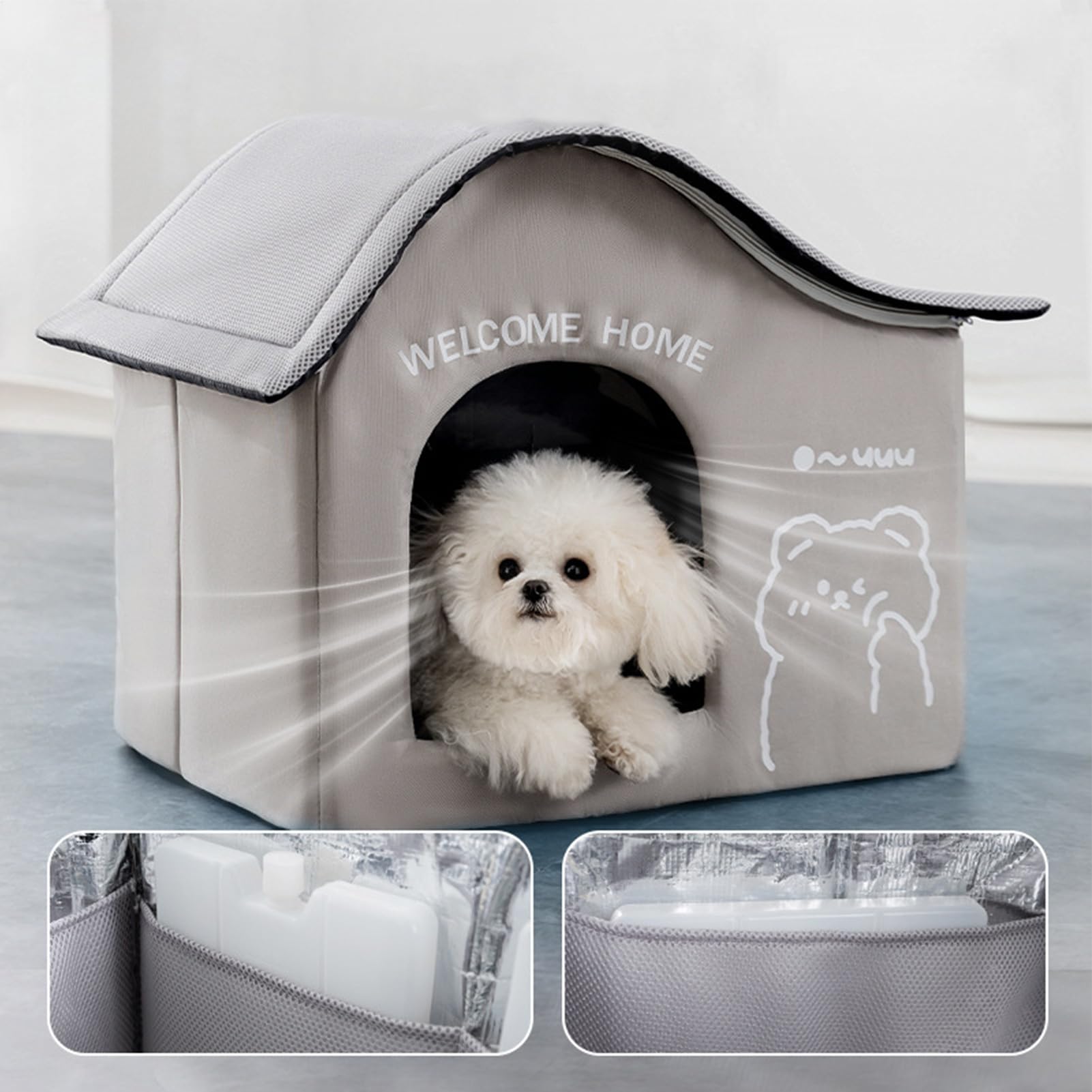 Outdoor Katzenhaus Kühlendes Katzenhaus Haustierunterstand | Klappbarer Unterschlupf Mit Eisfach, Katzenzubehör Für Sommer Camping Outdoor