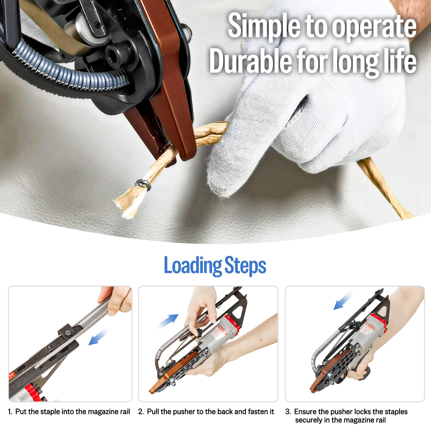 meite SC760C Pneumatic Hog Ring Gun 16 Gauge 12 Crown Hog Ring Pliers 2.63.6 mm Closure Air C Ring Stapler for Fencing Upholstery Pet Cages and Bag Sealing product thumbnail 5