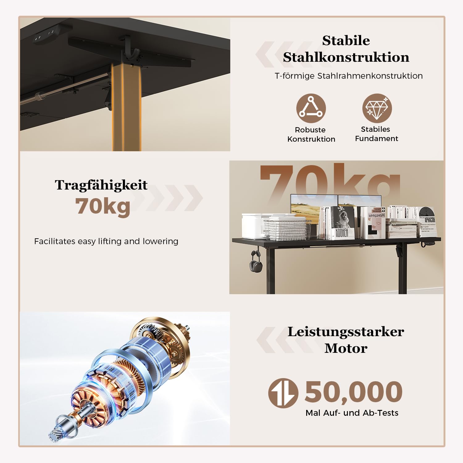 Klicelor Escritorio Elevable Eléctrico 120x60 cm, Negro | Altura eléctrica regulable con 2 memorias, anticolisión, motor silencioso y carga de 70 kg. Ideal para oficina y gaming