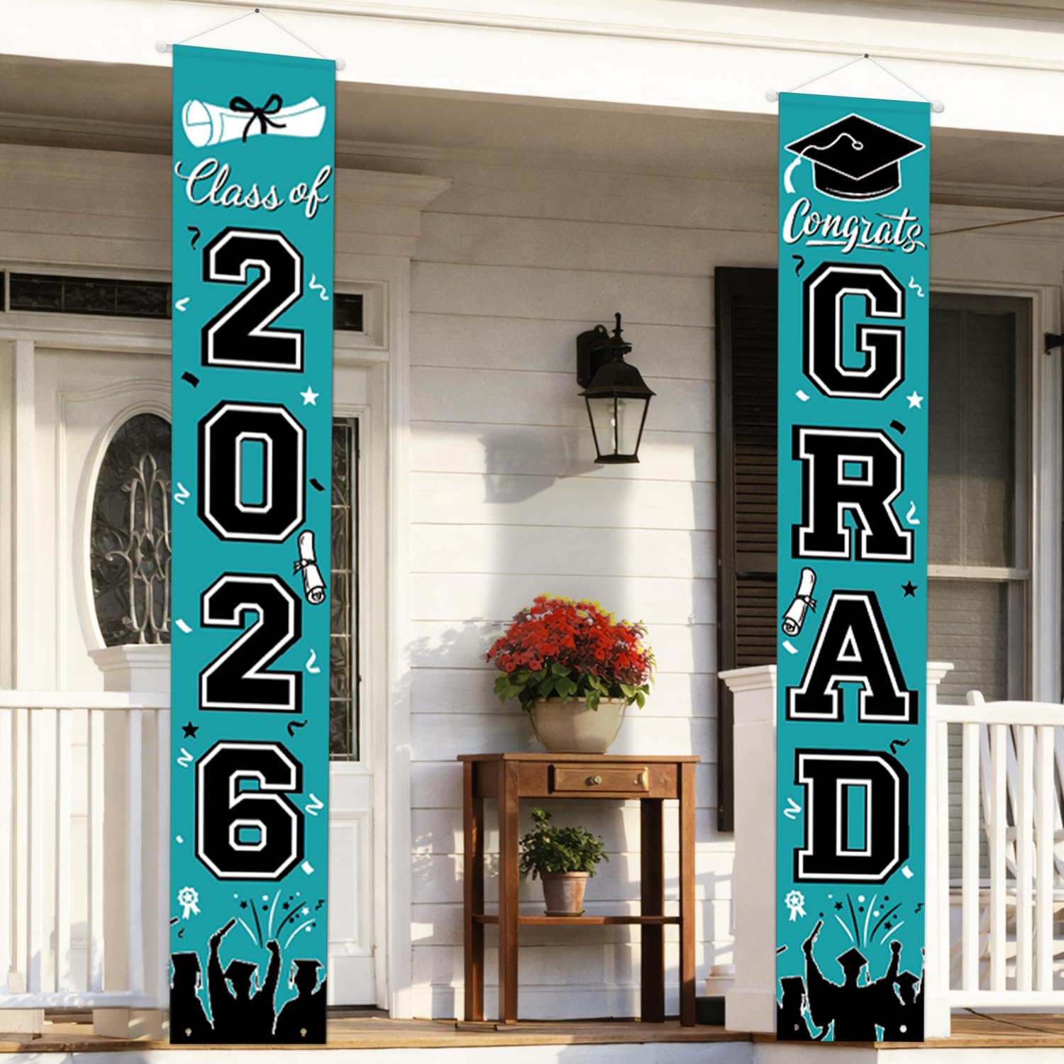 Graduation Banner Class of 2026, Teal Graduation Decorations 2026 Porch Banner, Congrats Grad Decorations for Door and Porch Party Supplies