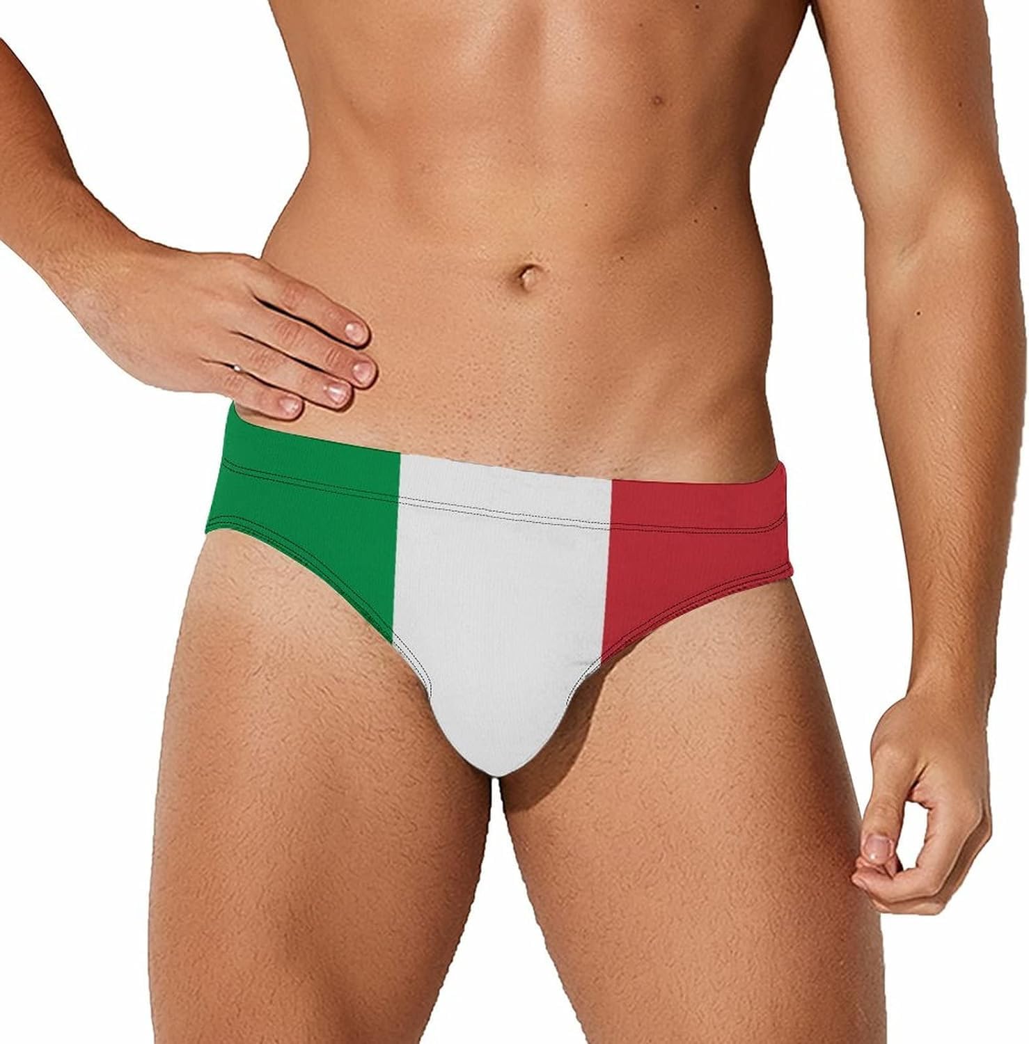 Melbrakin Men's Flag Of Italy Swimwear Briefs Swim Trunk Triangle Thong Bikini Swimsuit