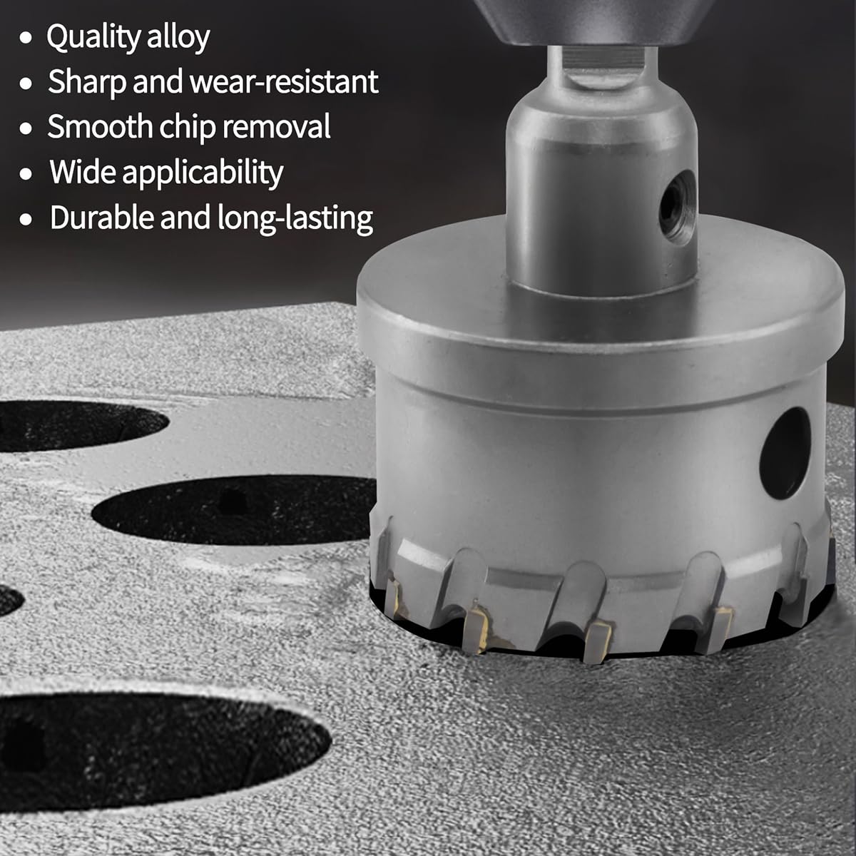 42mm Broca Cortadora de Agujeros de Metal, Cortador Orificio con Punta de T.C.T Carburo de Tungsteno para Chapa de Acero Inoxidable, Metal, Aleación, Hierro, Madera