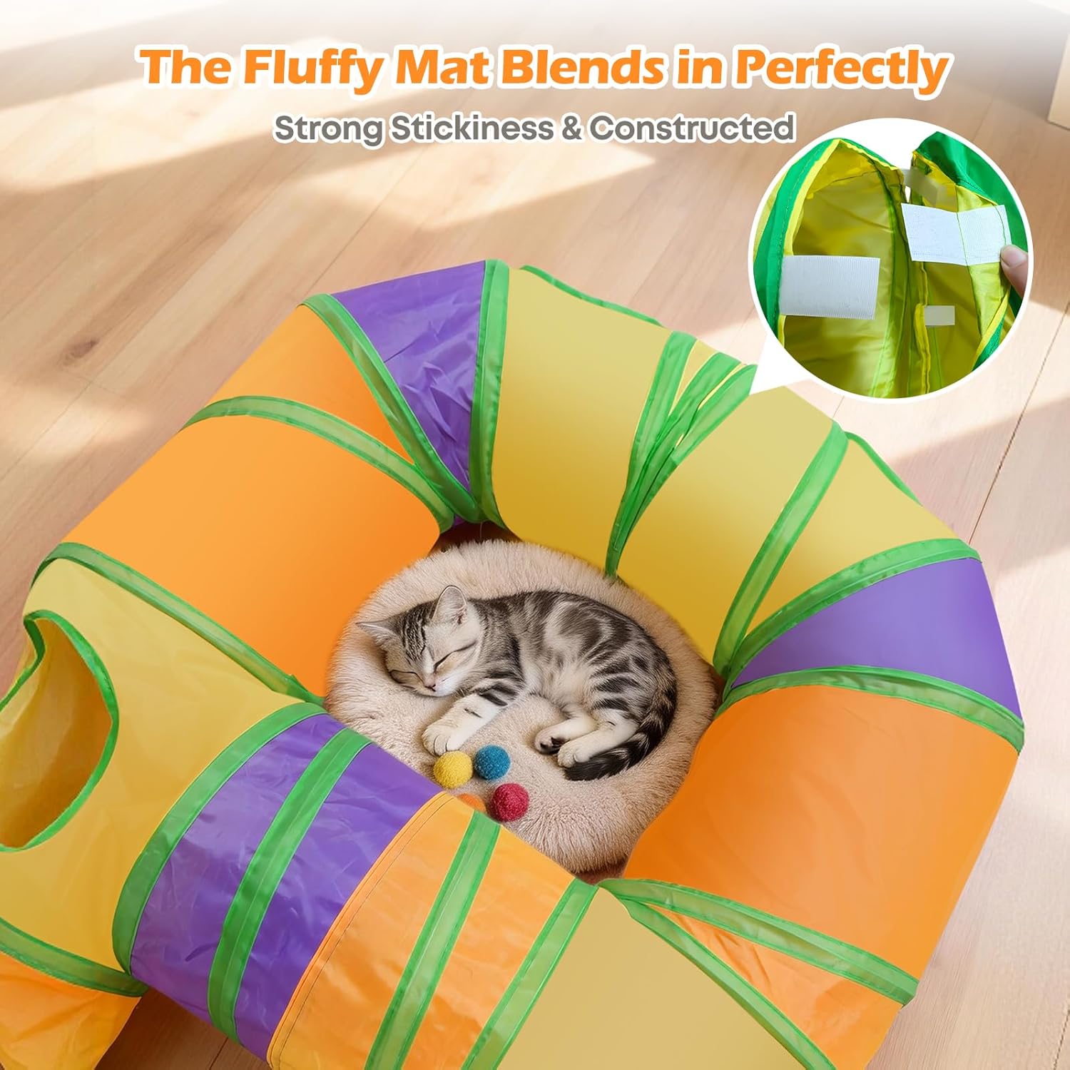 Petizer Ω Shape Collapsible Cat Tunnels for Indoor Cats Entertainment, Washable Cute Cat Tunnel with Interactive Peek Holes & Balls, Tear-Resistant Pet Tube, Cats, Kitten, Kitty, Puppy, Rabbit