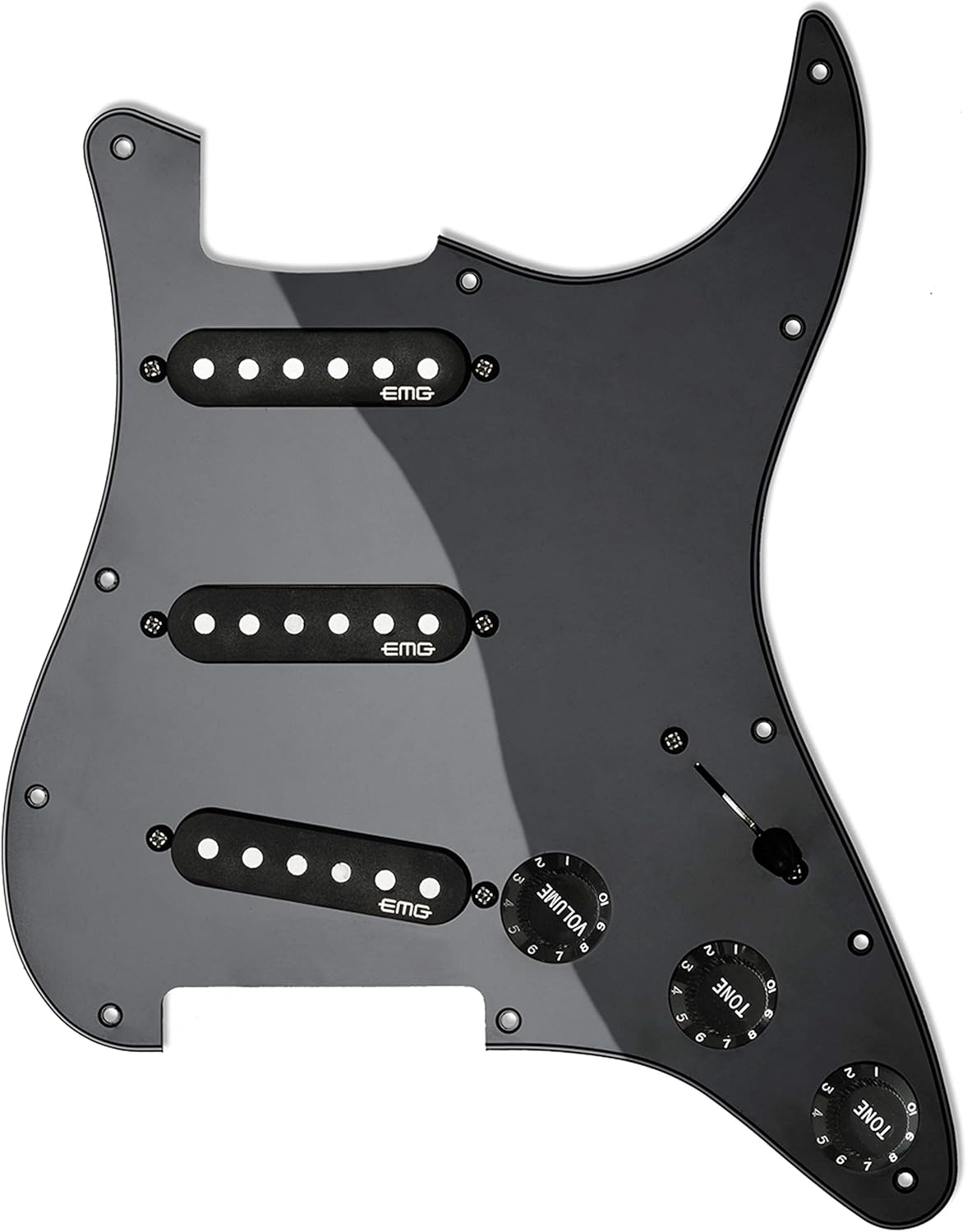 EMG ST-65 Alnico 5 Passive Prewired Strat Pickguard Set, Black