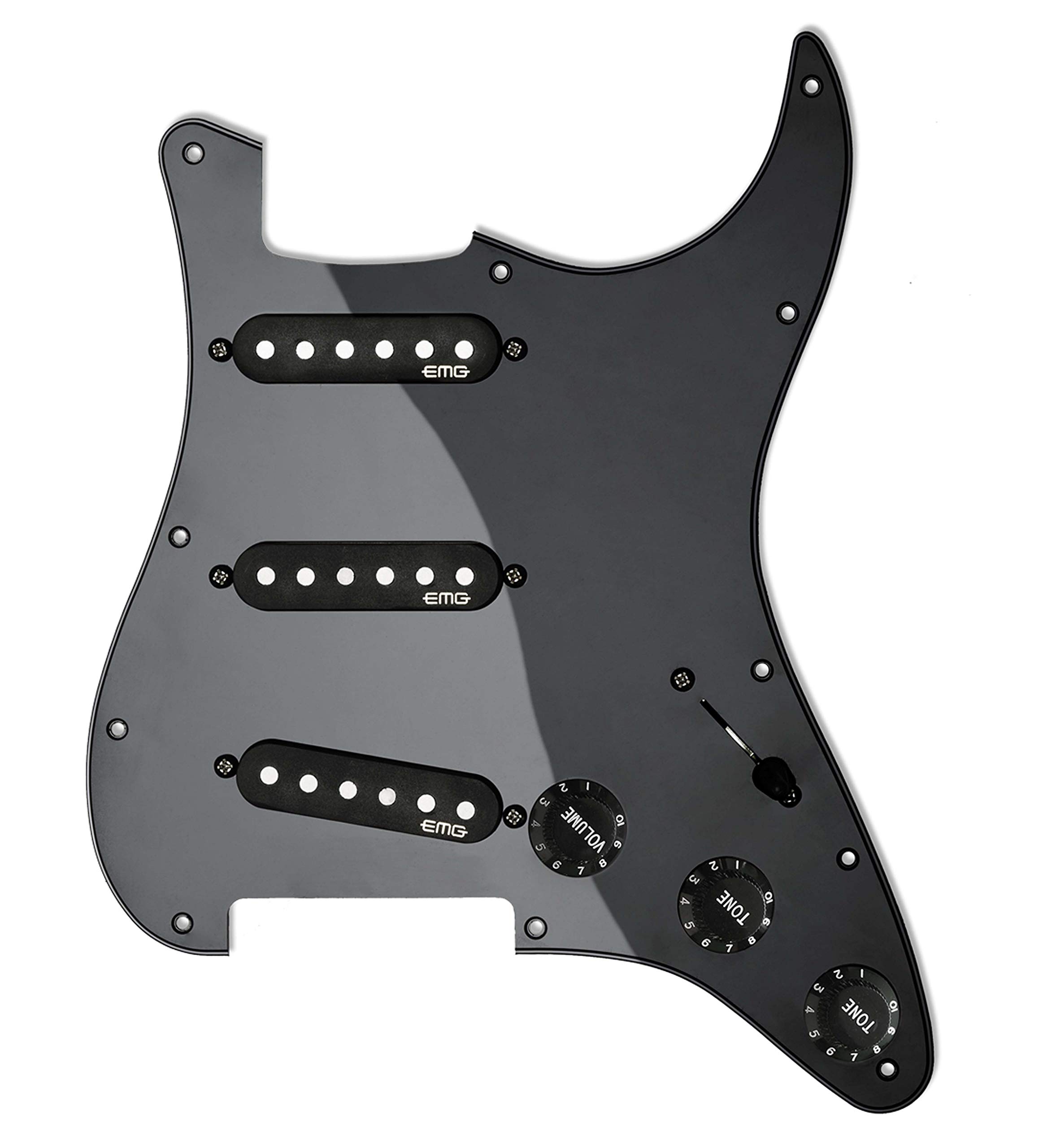 EMG ST-65 Alnico 5 Passive Prewired Strat Pickguard Set, Black (6766.00)