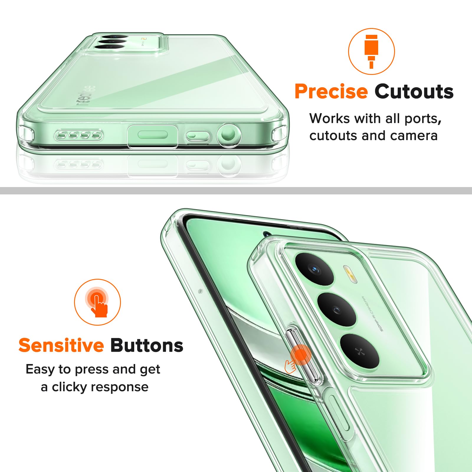 IVoler Cover Anti-ingiallimento Per Realme C67 4G, Trasparente, Antiurto Grado Militare, Morbida Al Tocco, Ultra Sottile - 4