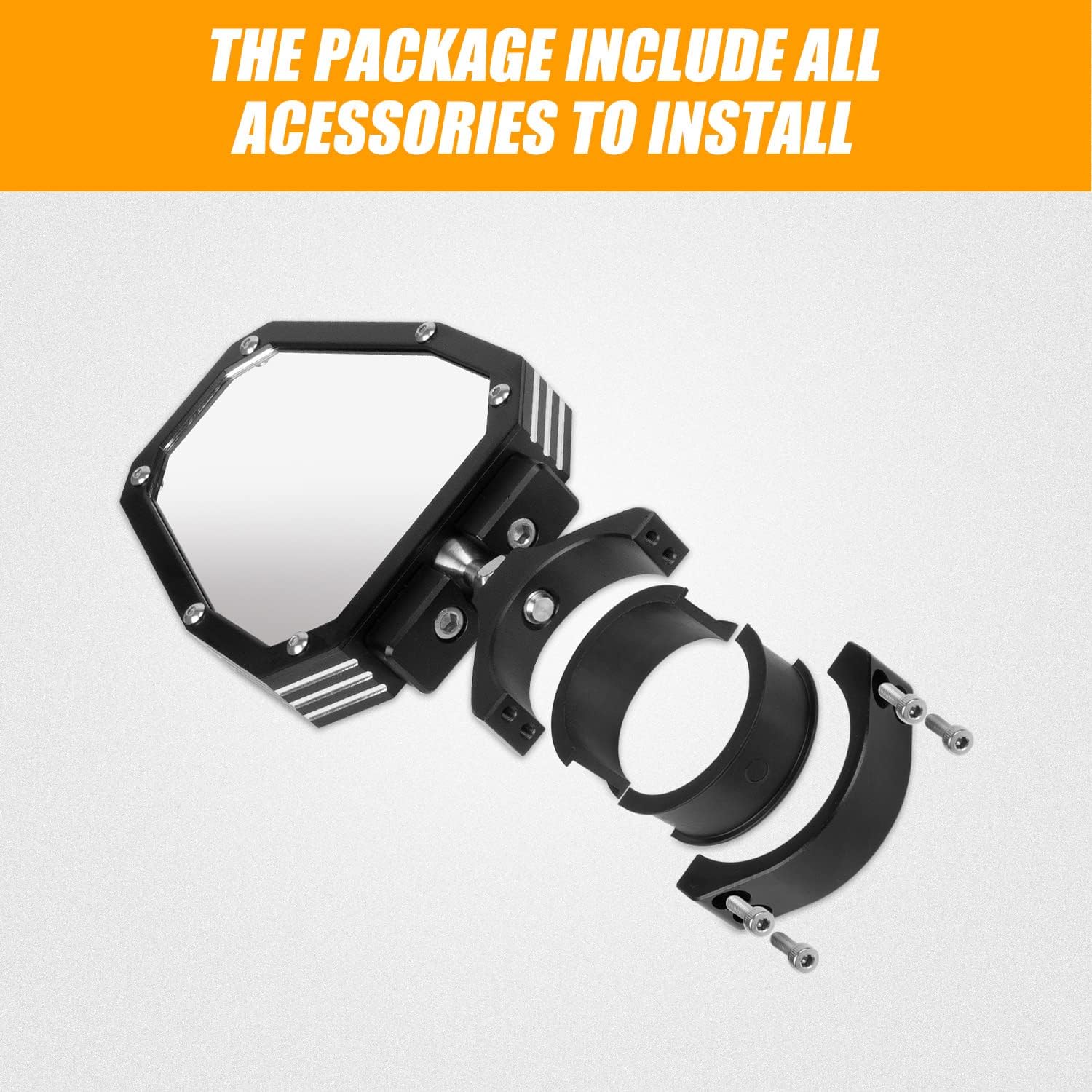 1.75 Inch UTV Off Road Wing mirror RZR Side View Mirror with Ball Joint Compatible with Polaris RZR 800 900 1000 General Ranger Rhino Can am X3 Pioneer 1000